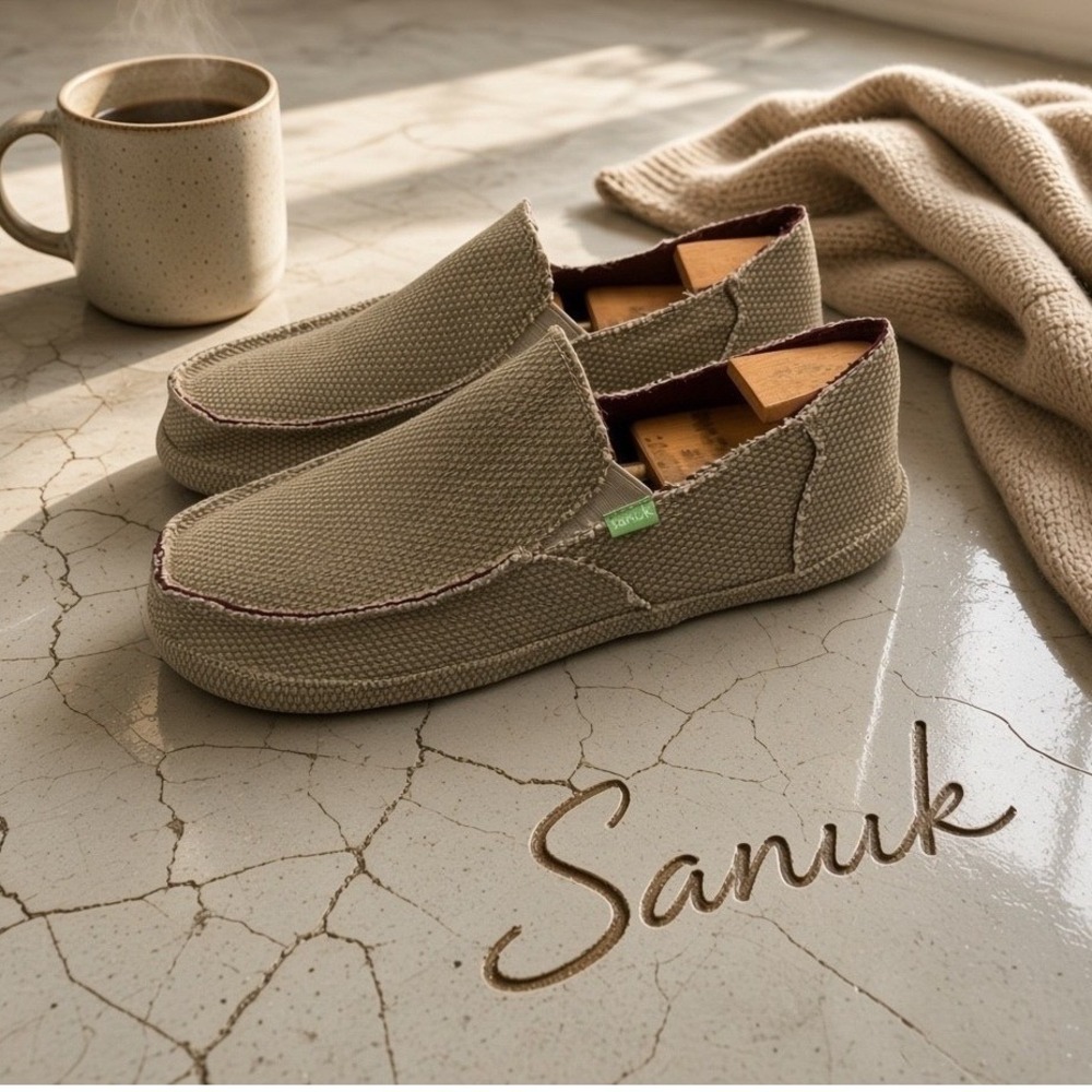 Sanuk Vagabond Mens Tan Woven Slip On Sidewalk Surfer Shoes SMF10113 Size 12
